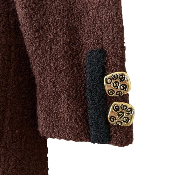 Steve Fabrikant Neiman Marcus Boucle Knit Buttoned Cardigan Sweater Brown Size 4 - Picture 7 of 10